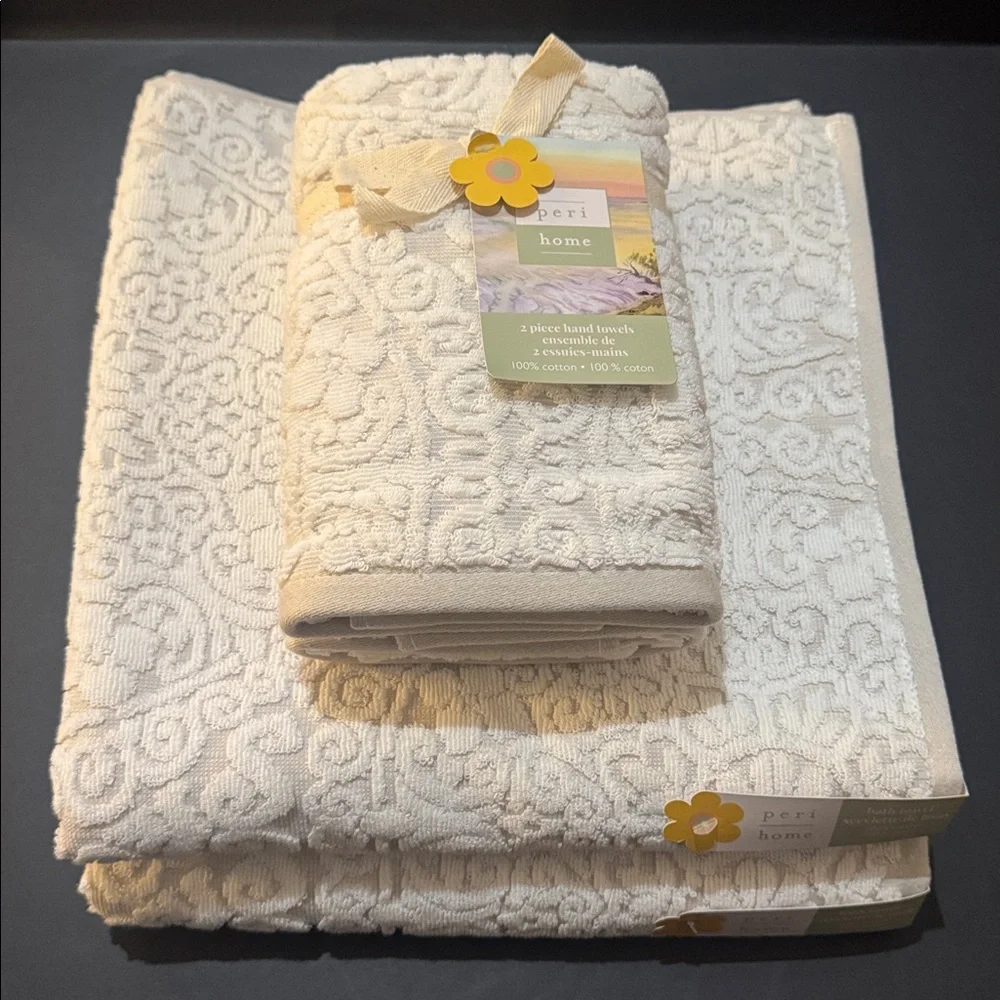 6pc PERI HOME Scroll Pattern 100% Cotton Bath Towel Set - Linen - Bryce